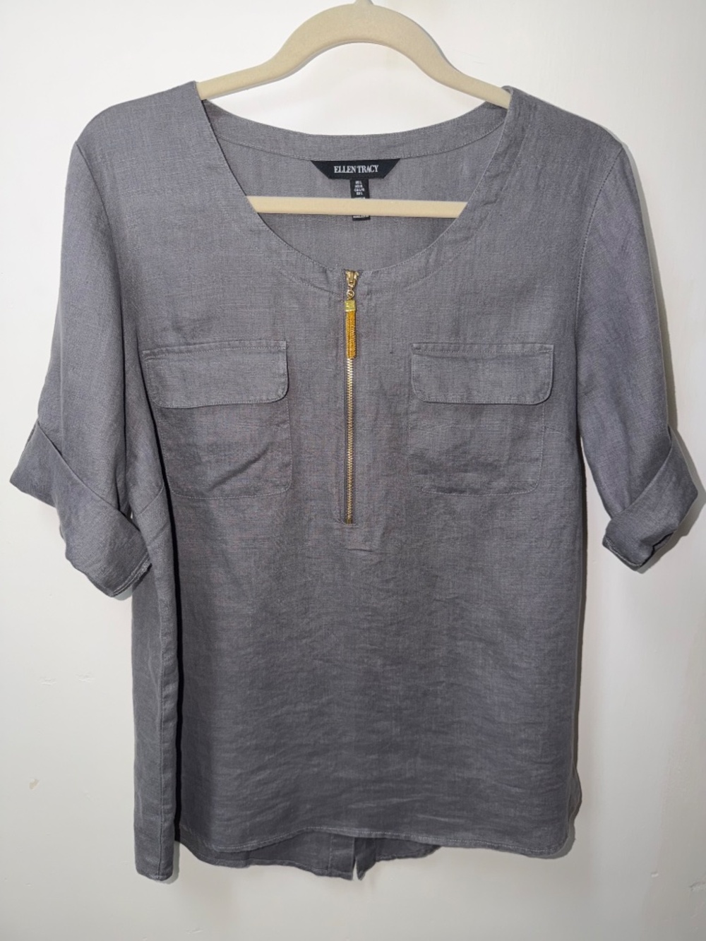 Ellen Tracy Linen Popover Top